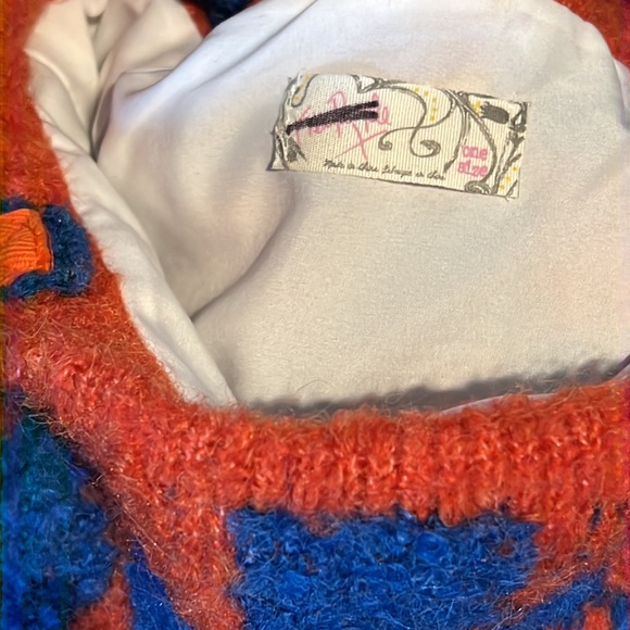 NWOT Free People Checkers Carry On Scarf Set - Cobalt/Orange Combo - Picture 6 of 7